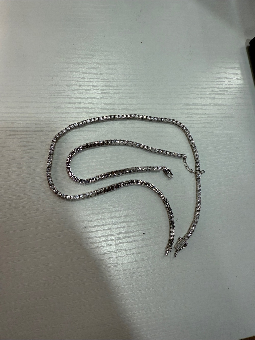 Silver Crystal Tennis Necklace and anklet Set